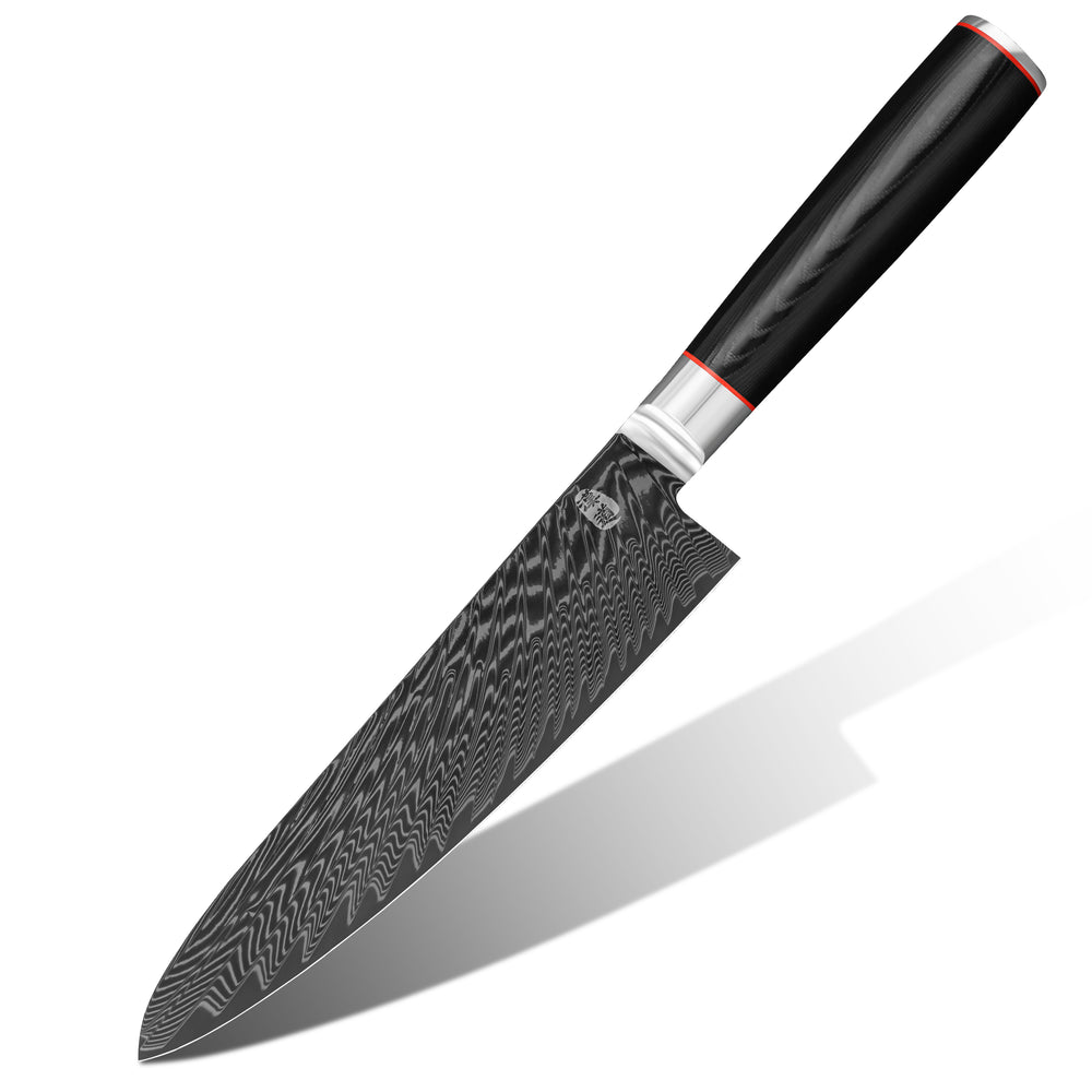 Kitchen Knife HX OUTDOORS PHOENIX Chef's Knife Black (7.9" Damascus Blade) CD-061B from HX OUTDOORS