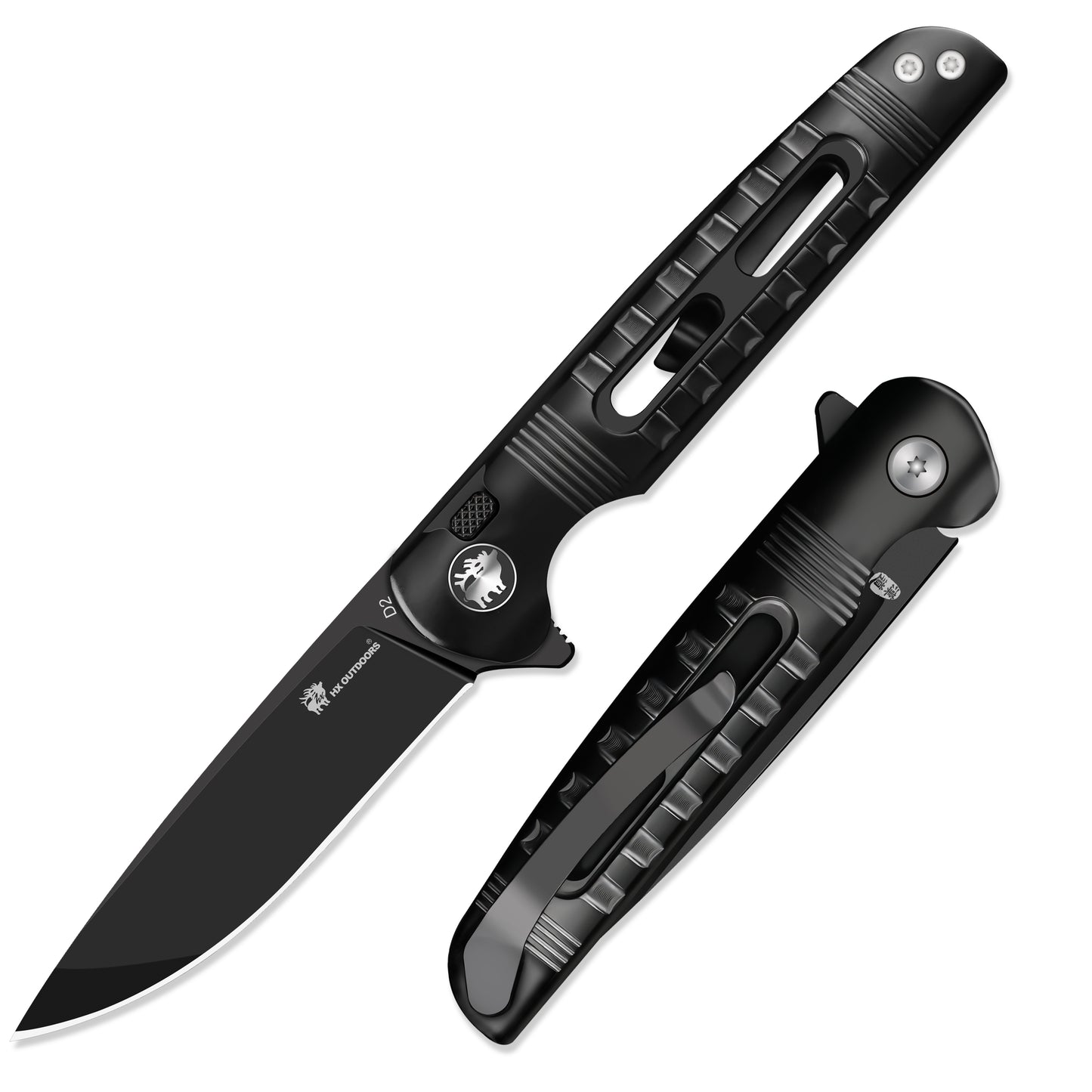 Pocket Knife HX OUTDOORS DARK MASTER 3.15" D2 Titanium alloy Plunge Lock Tactical Folding Knife Camping, Hunting, And Outdoors ZD-112A from HX OUTDOORS