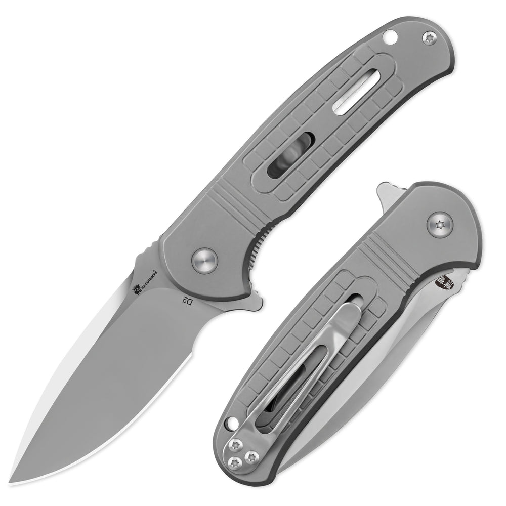 ROCK SAPPHIRE | LINER LOCK | D2 | SLIVER TITANIUM | ZD-113S